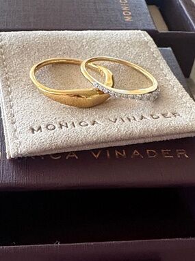 MONICA VINADER Gold vermeil and diamond Stacking Rings - Two-Piece Set